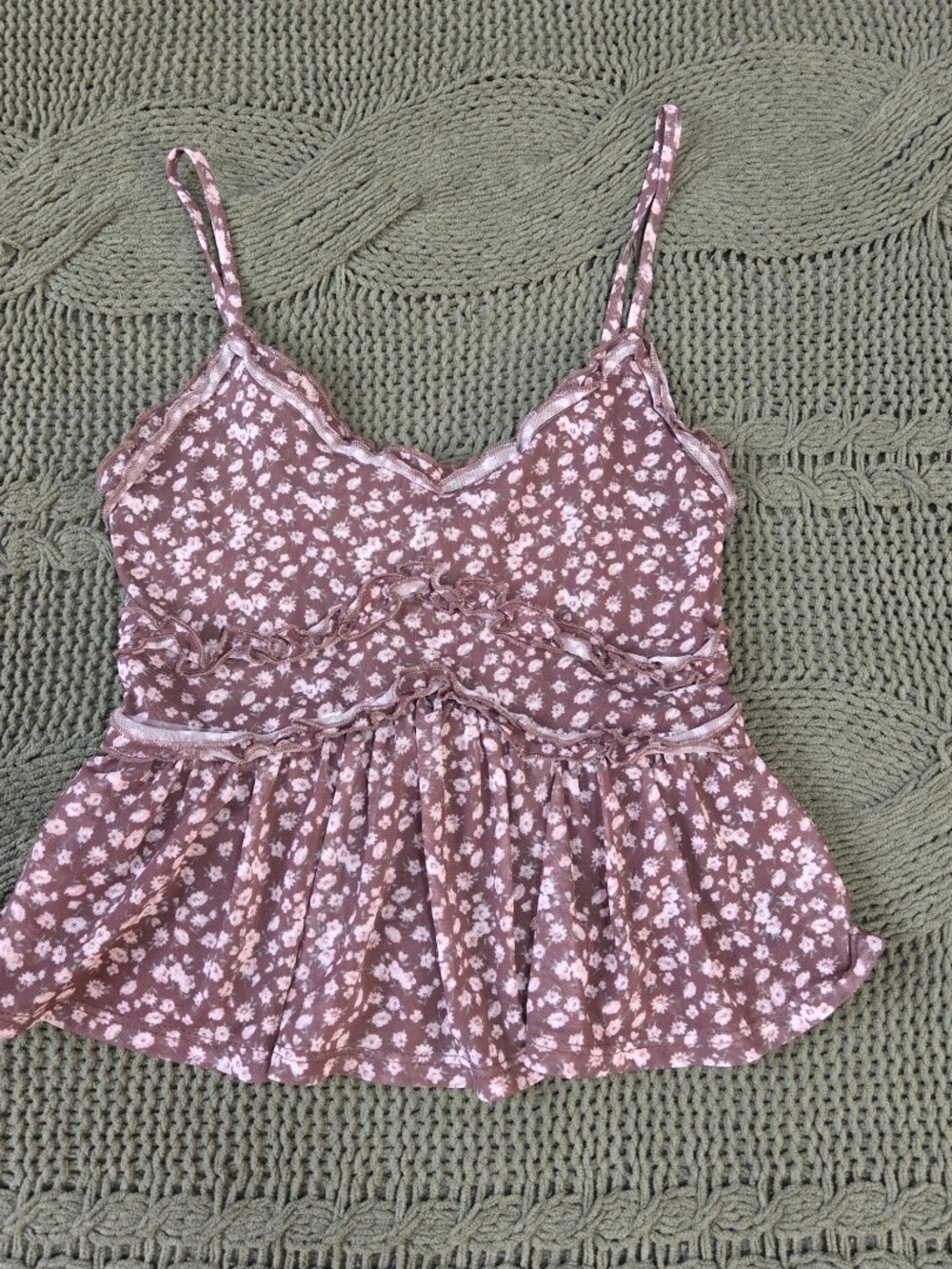 RSQ Pink Floral Spaghetti-Strap Peplum Camisole